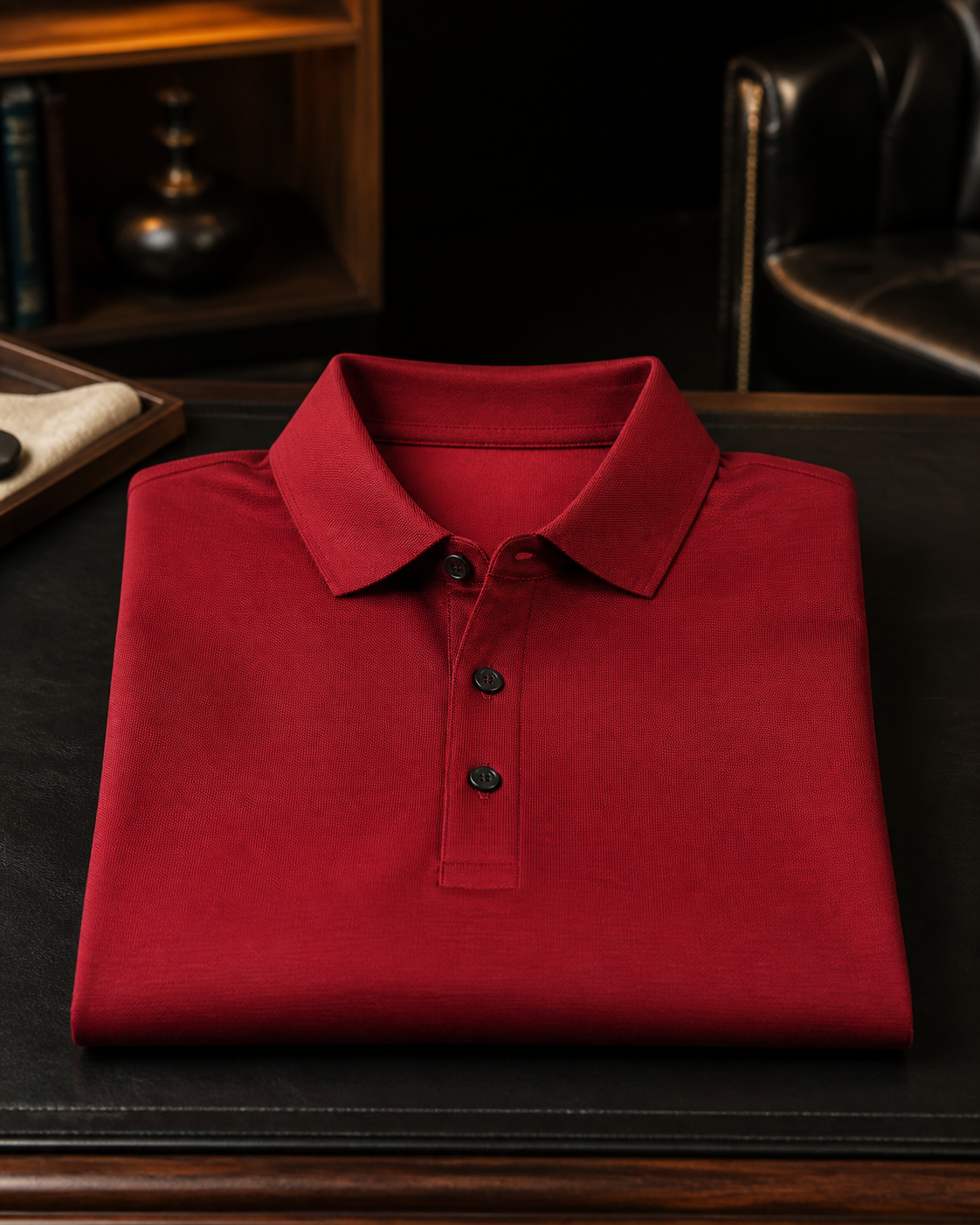 Red premium golf polo shirt